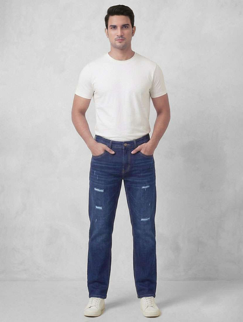 men distressed mid rise straight jeans - 22577414 -  Standard Image - 4