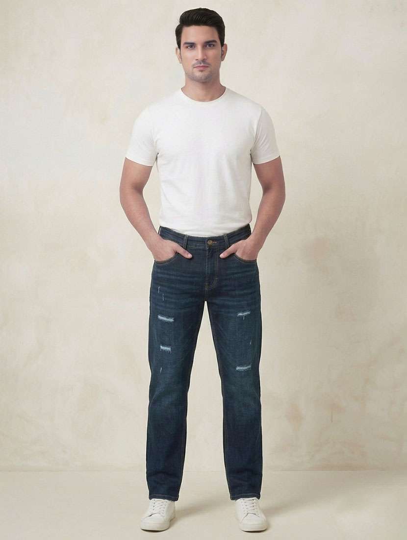 men distressed mid rise straight jeans - 22577416 -  Standard Image - 4