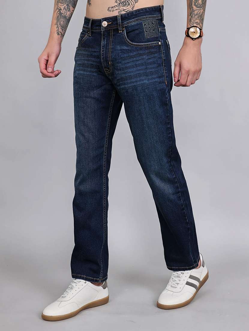 men washed mid rise straight jeans - 22577420 -  Standard Image - 1