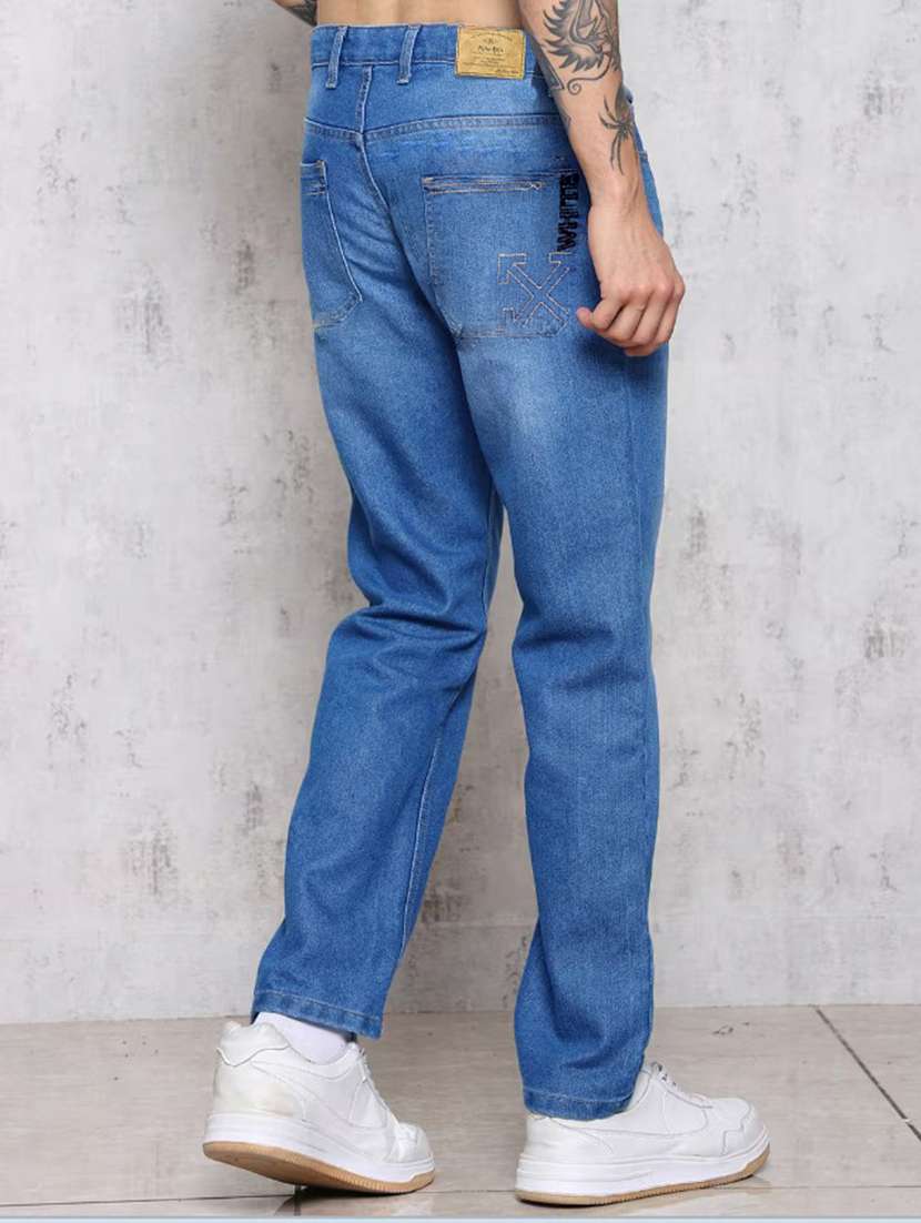 men washed mid rise straight jeans - 22577421 -  Standard Image - 1