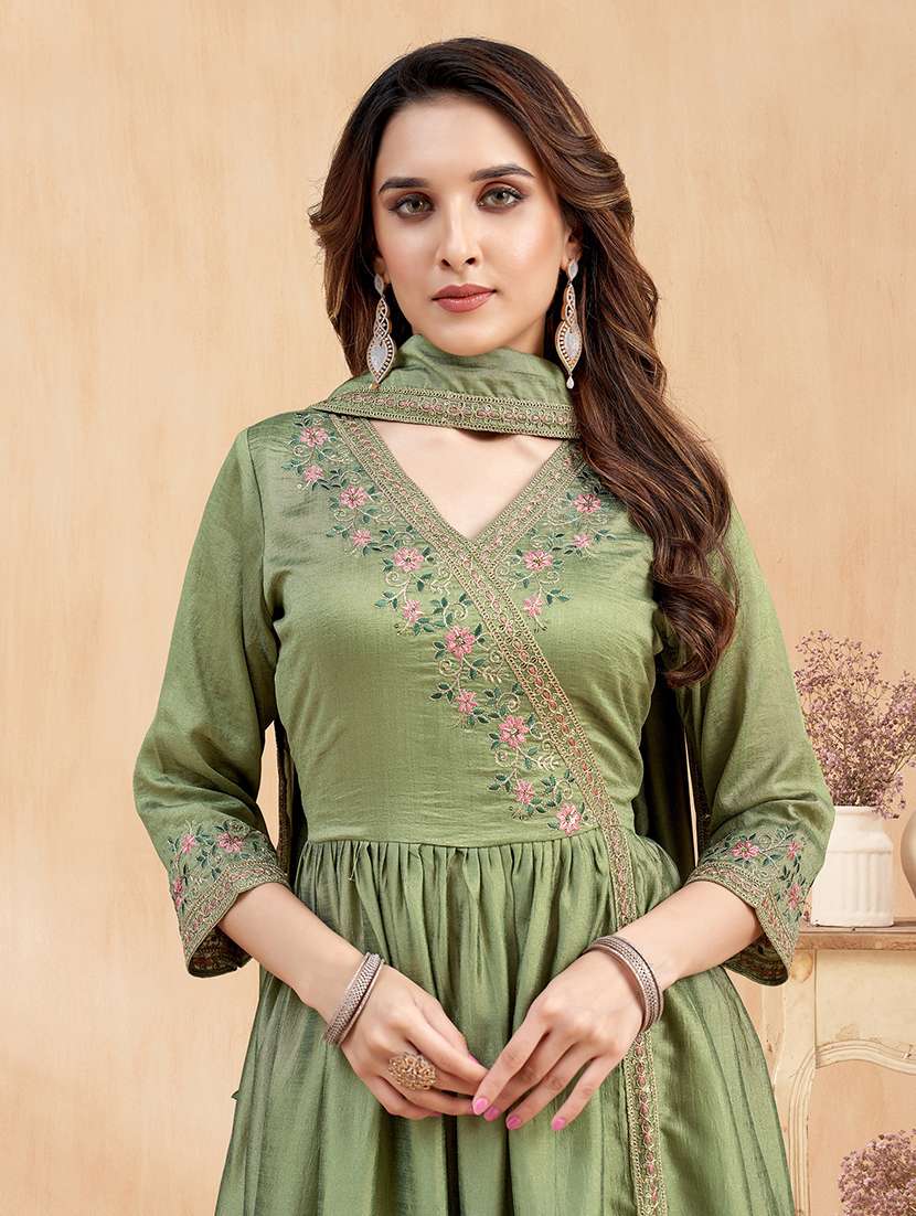 women embroidered three quarter sleeves kurta palazzo set with dupatta - 22577422 -  Standard Image - 1