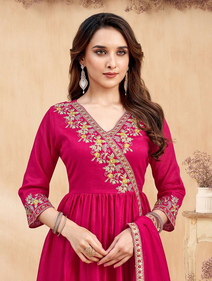 women embroidered three quarter sleeves kurta palazzo set with dupatta - 22577424 -  Standard Image - 1