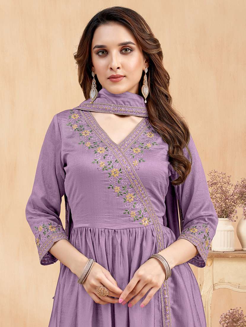 women embroidered three quarter sleeves kurta palazzo set with dupatta - 22577425 -  Standard Image - 1