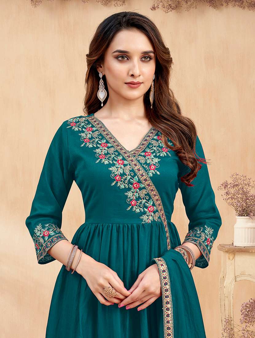 women embroidered three quarter sleeves kurta palazzo set with dupatta - 22577426 -  Standard Image - 1