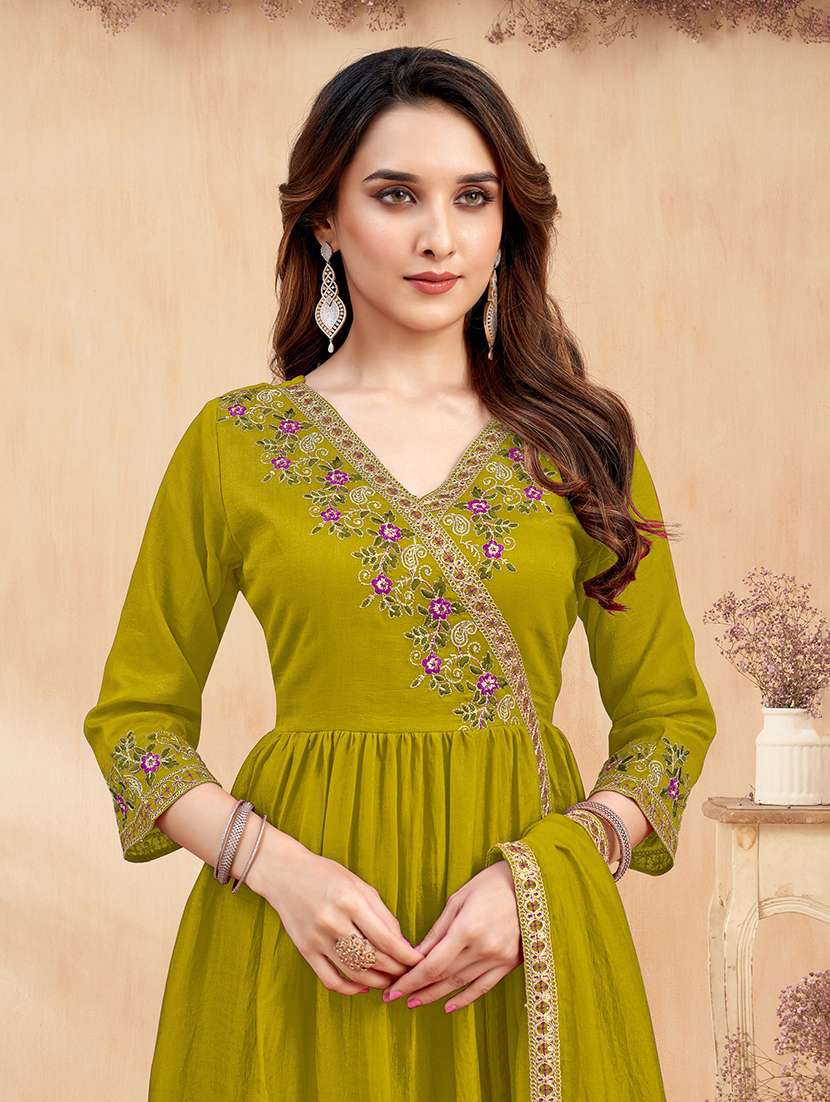 women embroidered three quarter sleeves kurta palazzo set with dupatta - 22577428 -  Standard Image - 1