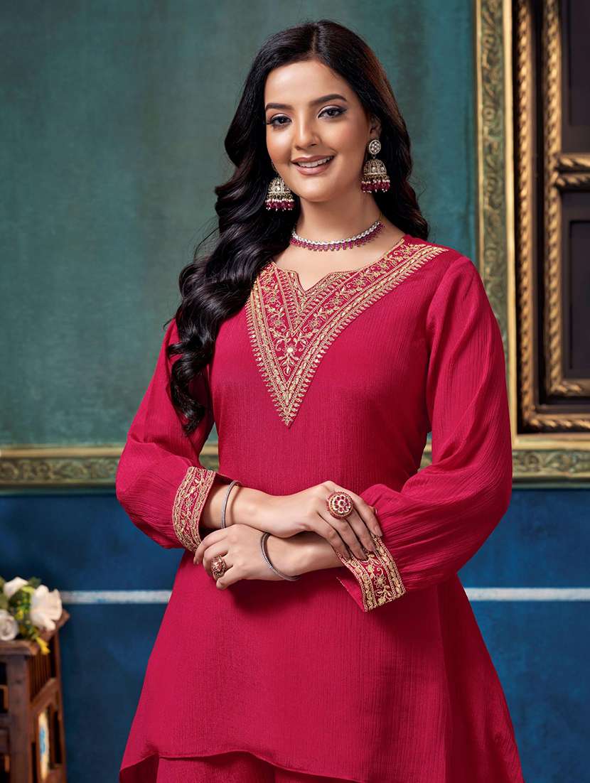 Women Embroidered Long Sleeves Kurta Palazzo Set - 22577435 -  Standard Image - 1