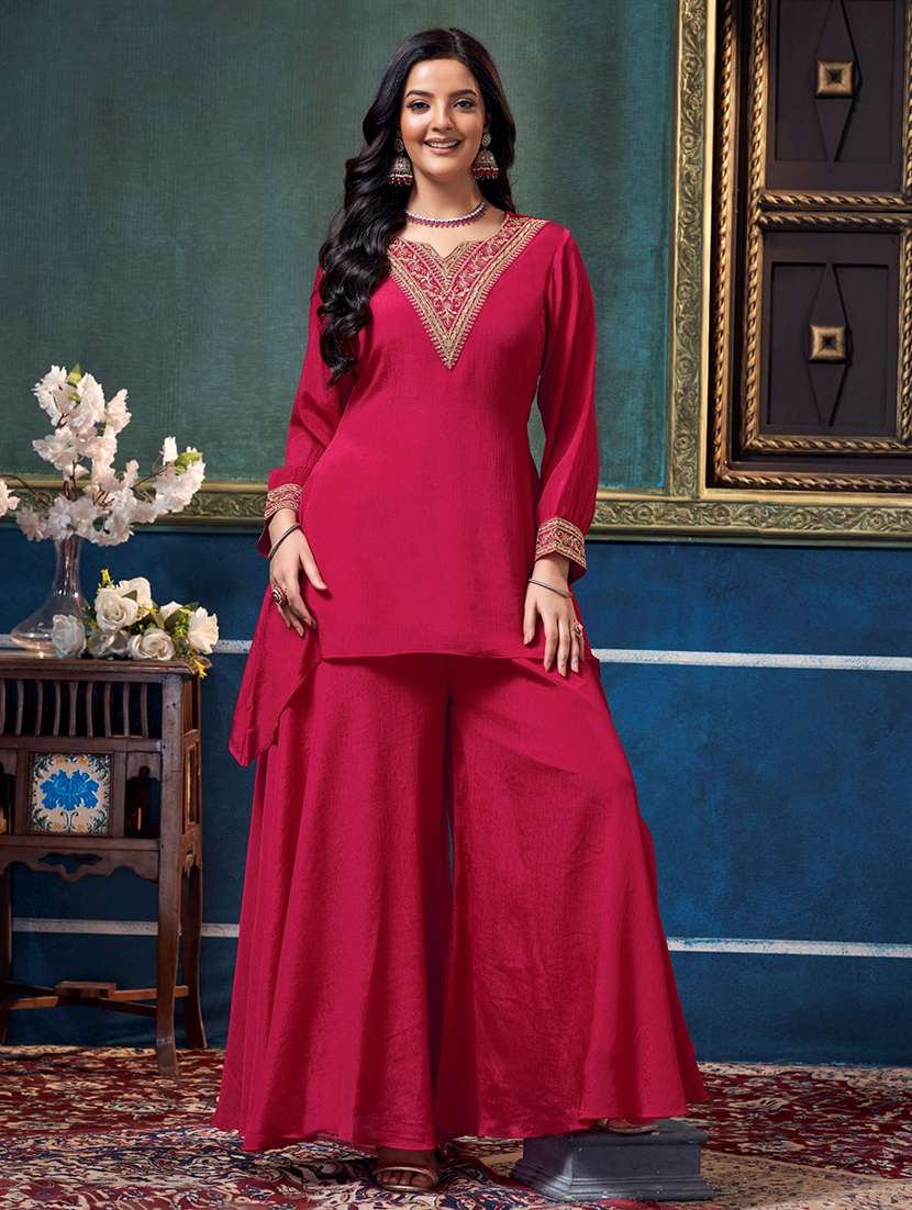 Women Embroidered Long Sleeves Kurta Palazzo Set - 22577435 -  Standard Image - 4