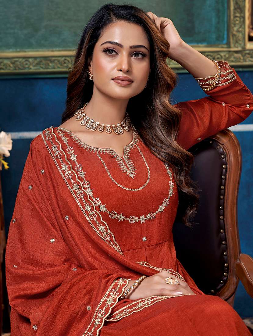 women embroidered long sleeves kurta pant set with dupatta - 22577439 -  Standard Image - 1