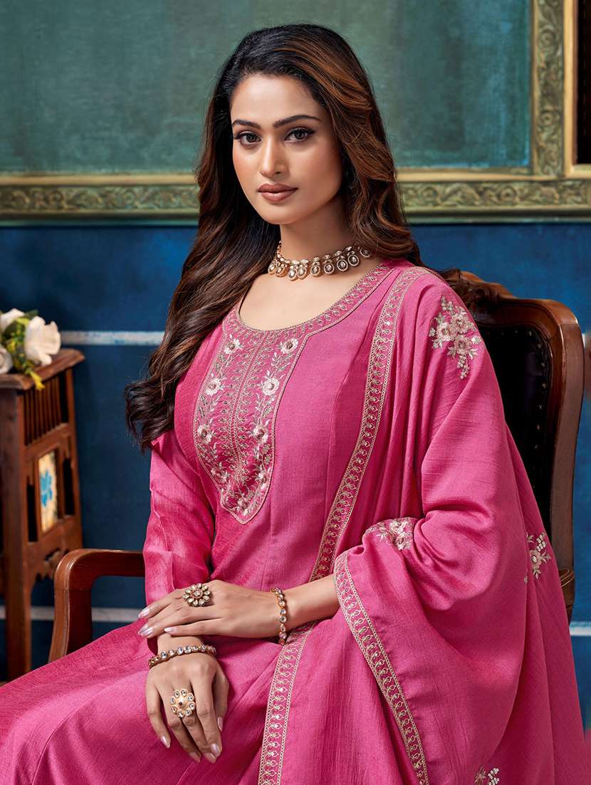women embroidered long sleeves kurta pant set with dupatta - 22577444 -  Standard Image - 1