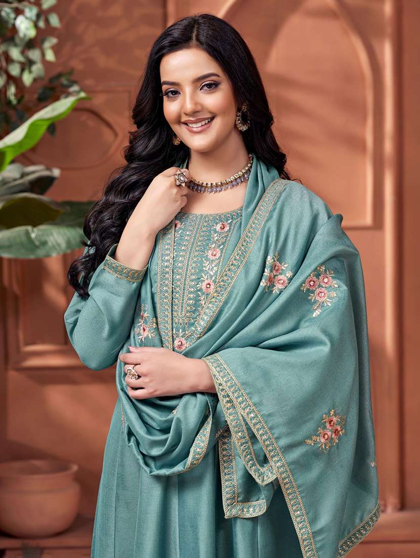 women embroidered long sleeves kurta pant set with dupatta - 22577445 -  Standard Image - 1