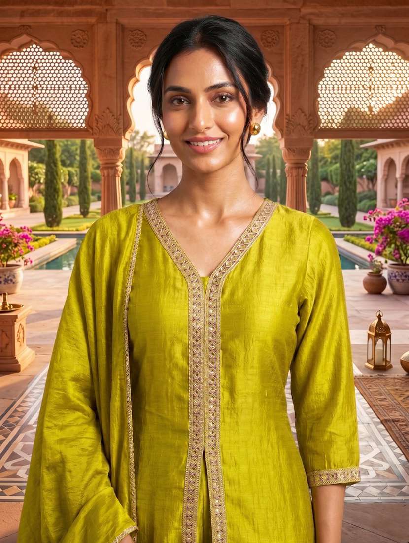women embroidered three quarter sleeves kurta pant set with dupatta - 22577467 -  Standard Image - 1