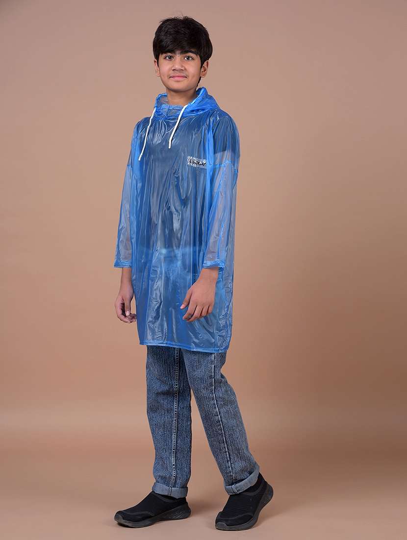 kids solid long sleeves hooded raincoat - 22577474 -  Standard Image - 4
