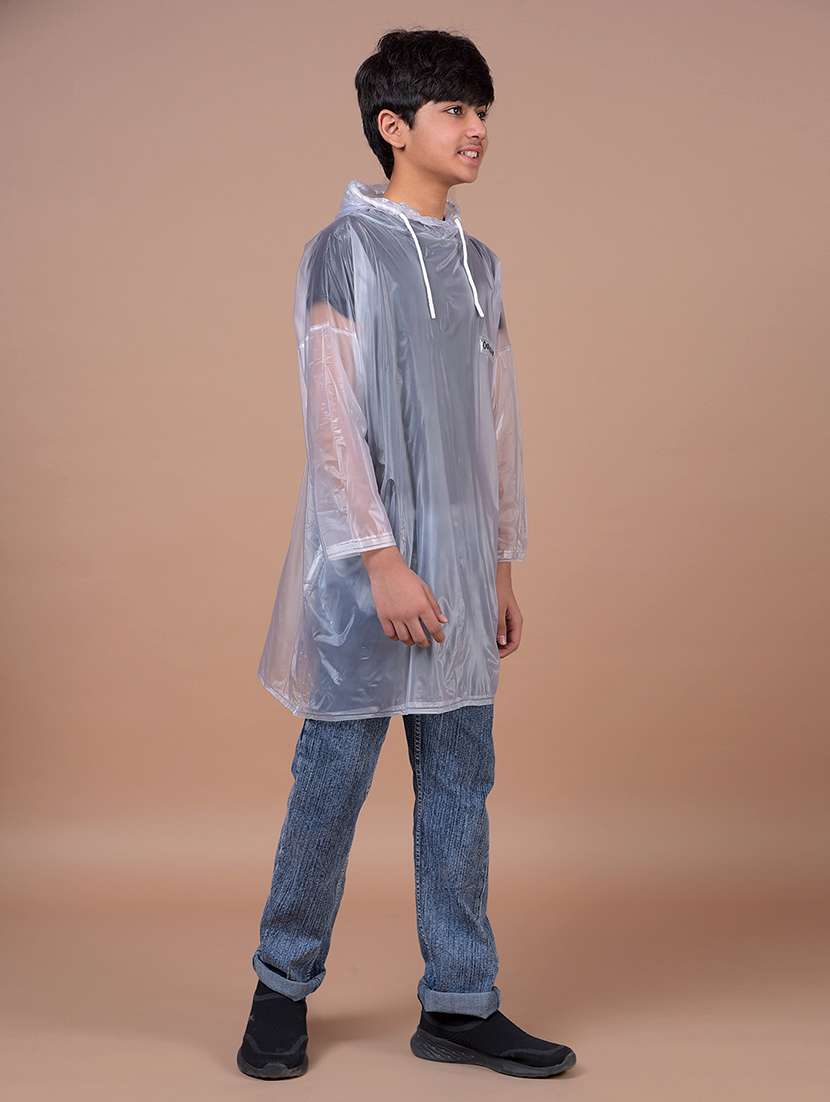 kids solid long sleeves hooded raincoat - 22577478 -  Standard Image - 4