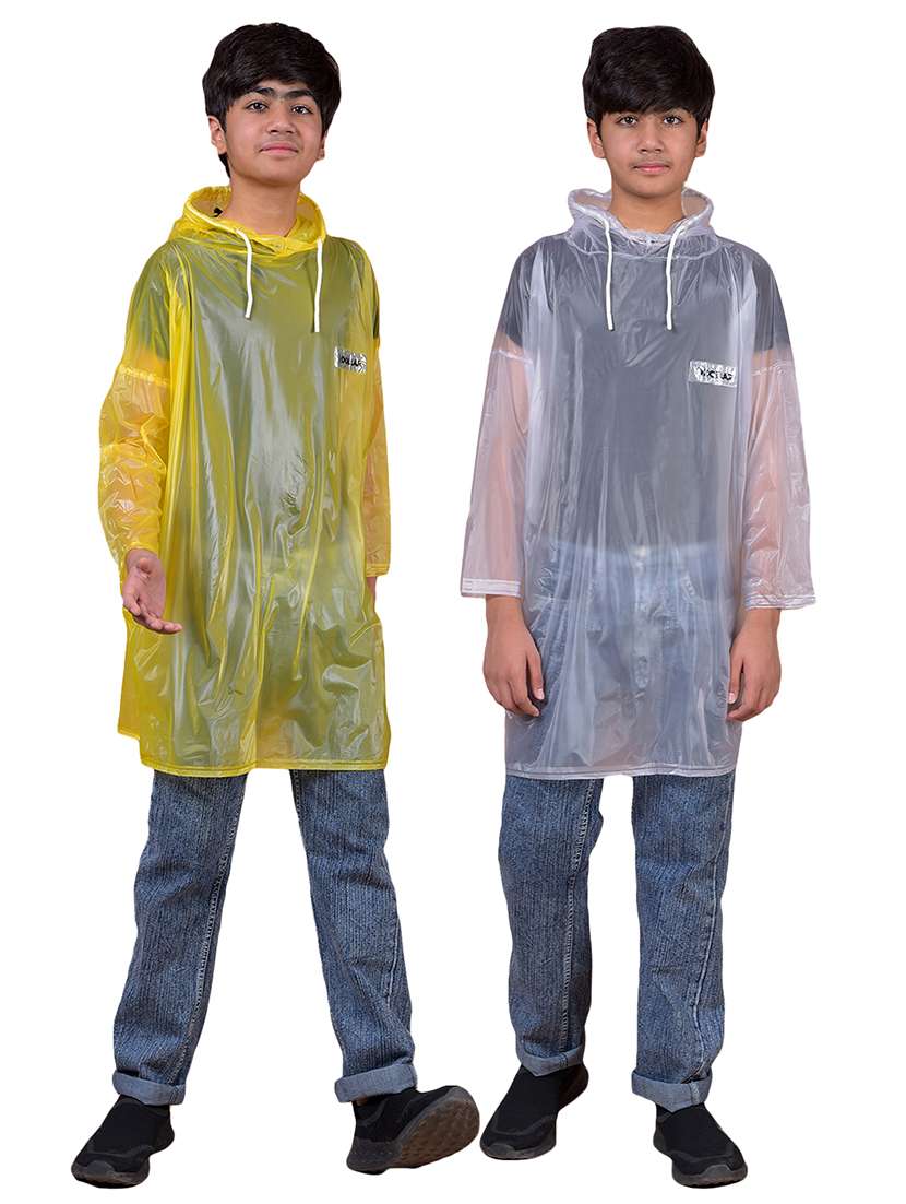 kids pack of 2 solid long sleeves hooded raincoat - 22577480 -  Standard Image - 1