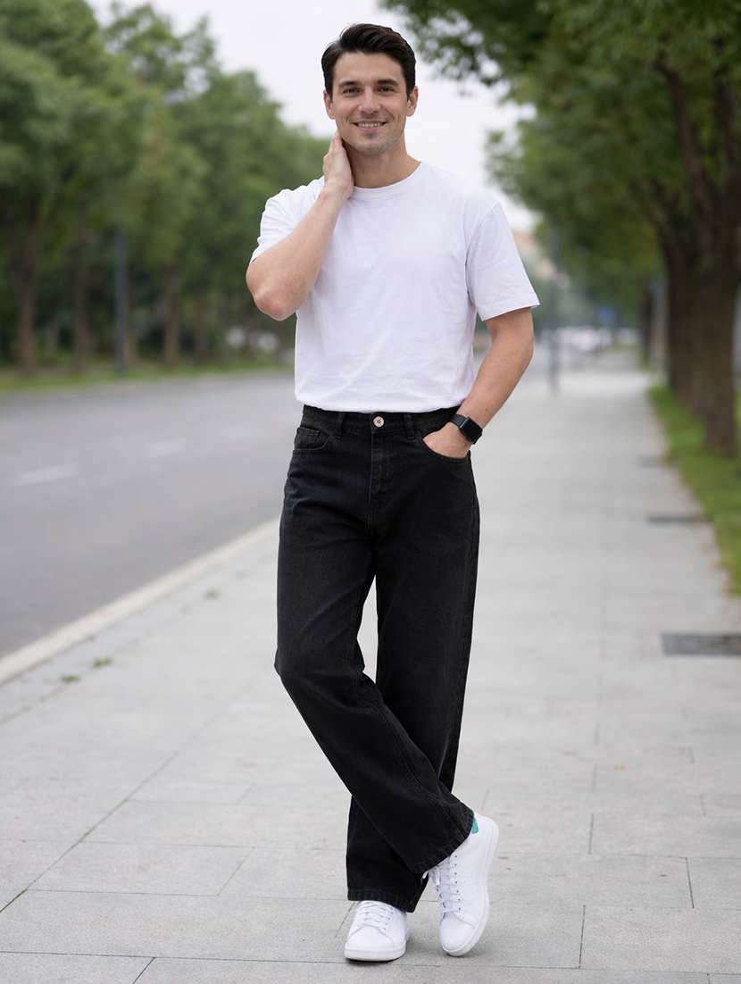men solid mid rise straight jeans - 22577493 -  Standard Image - 4