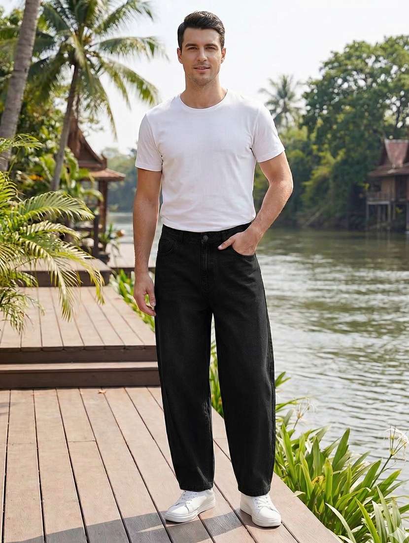 men solid mid rise straight jeans - 22577495 -  Standard Image - 4