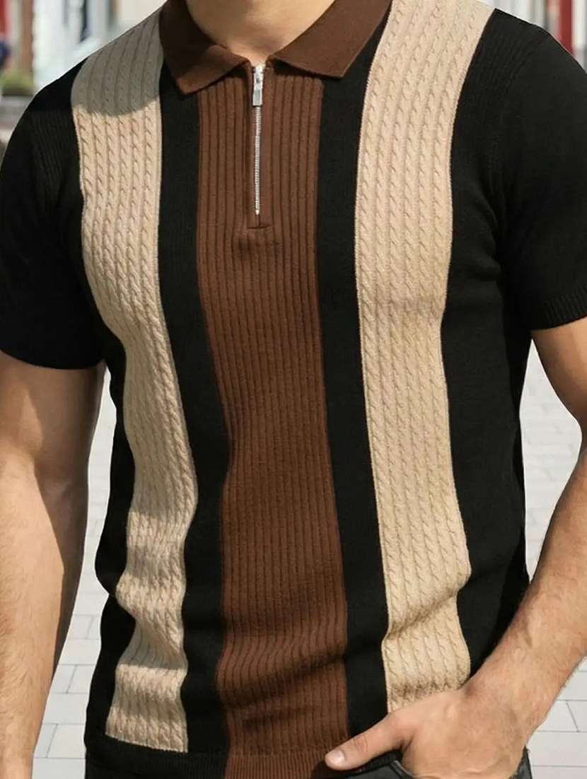 men colourblocked short sleeves polo t-shirt - 22577535 -  Standard Image - 1