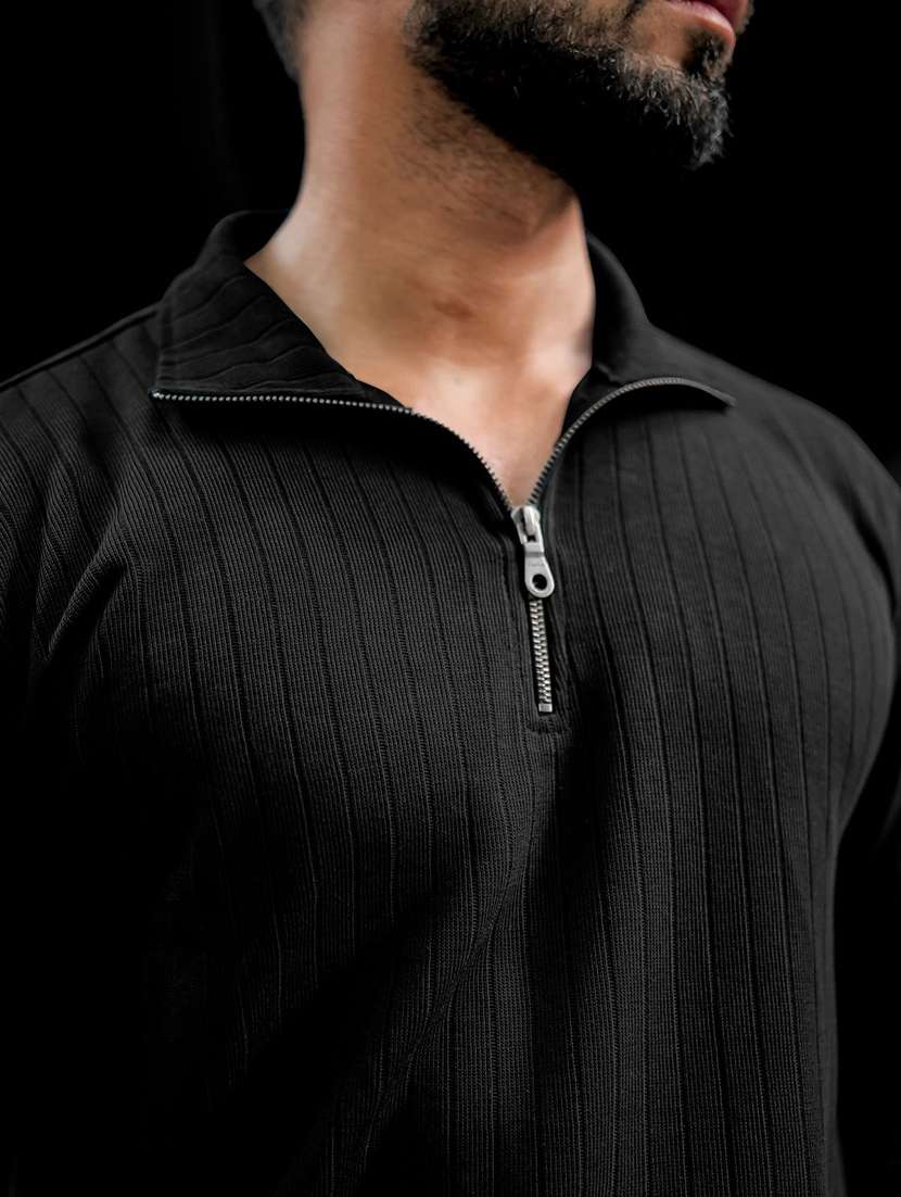 men textured long sleeves polo t-shirt - 22577554 -  Standard Image - 1