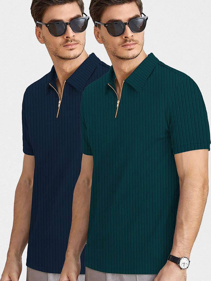 Men Pack Of 2 Textured Short Sleeves Polo T-shirt - 22577555 -  Standard Image - 1