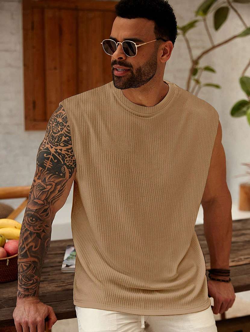 men textured sleeveless oversized t-shirt - 22577688 -  Standard Image - 1