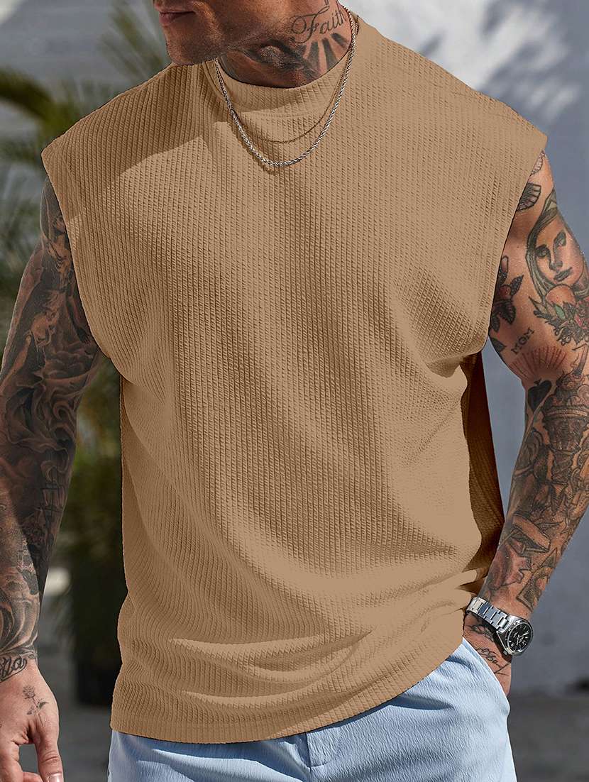 men textured sleeveless oversized t-shirt - 22577688 -  Standard Image - 4