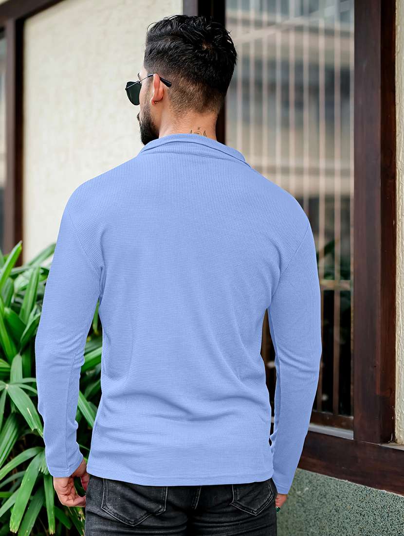 men textured long sleeves polo t-shirt - 22577770 -  Standard Image - 4