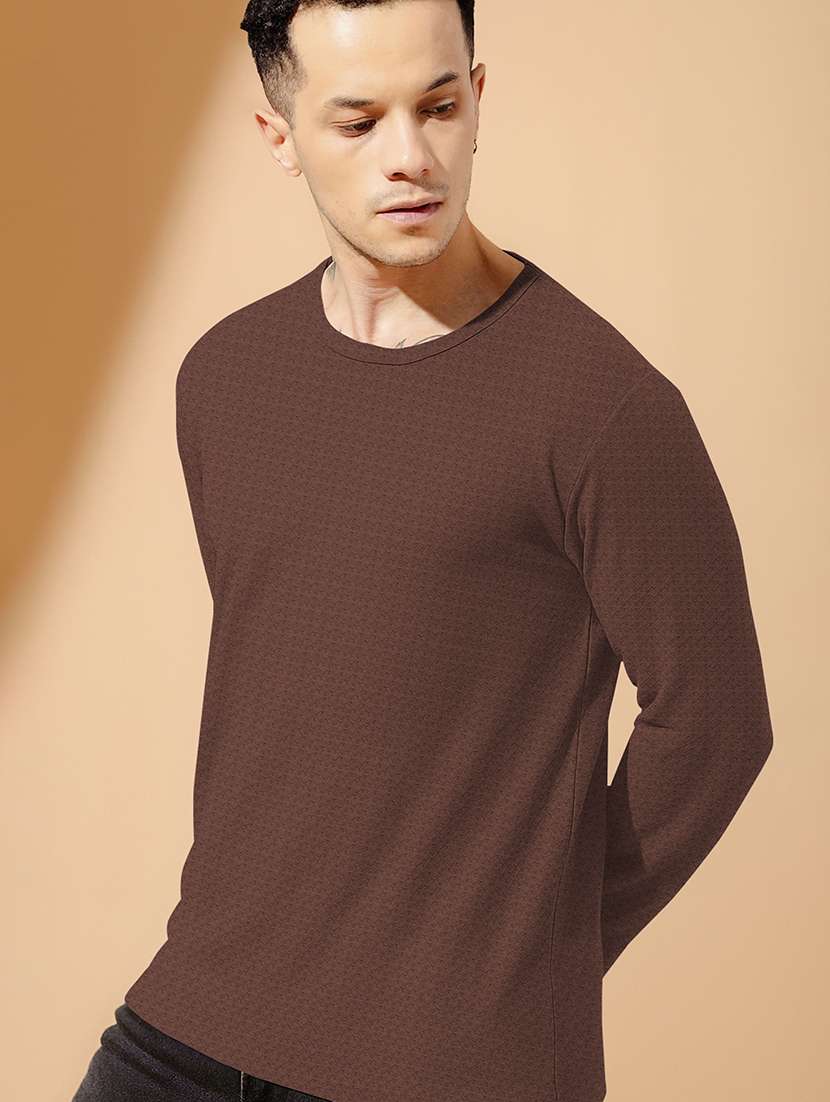 men textured long sleeves regular fit t-shirt - 22577842 -  Standard Image - 1