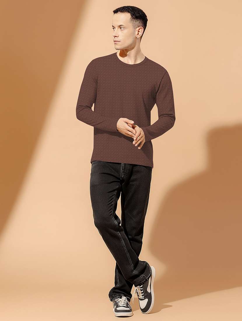 men textured long sleeves regular fit t-shirt - 22577842 -  Standard Image - 4