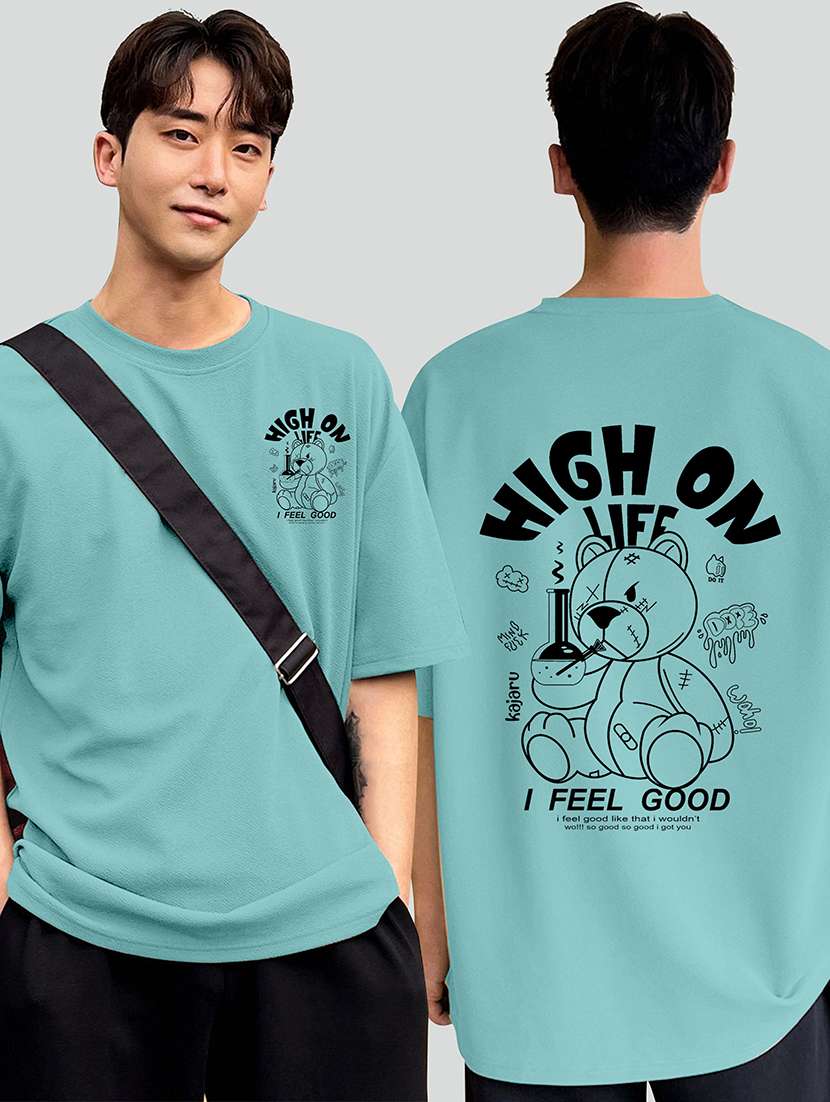 men printed short sleeves oversized t-shirt