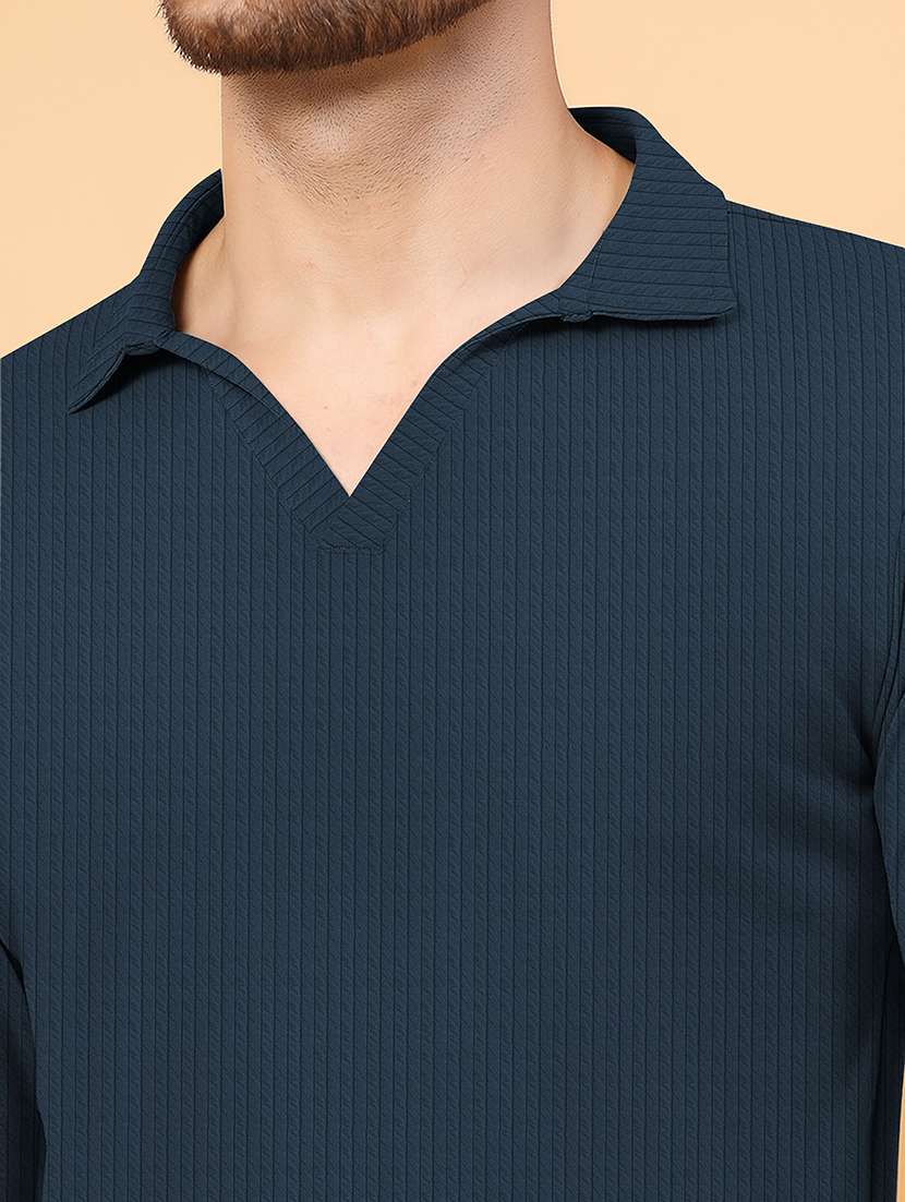 men textured long sleeves polo t-shirt - 22577867 -  Standard Image - 1