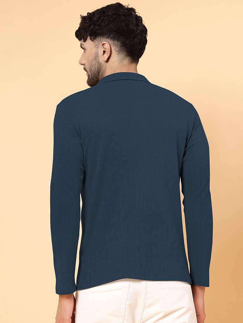 men textured long sleeves polo t-shirt - 22577867 -  Standard Image - 4