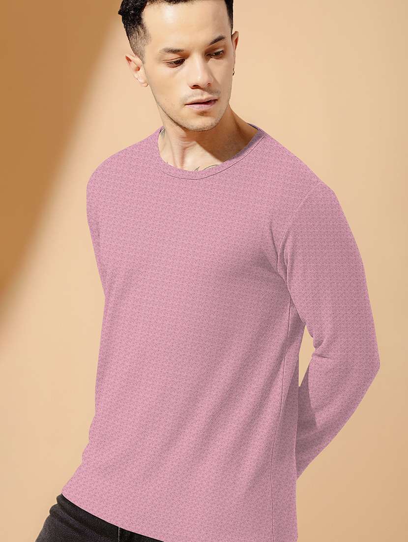 men textured long sleeves regular fit t-shirt - 22577882 -  Standard Image - 1