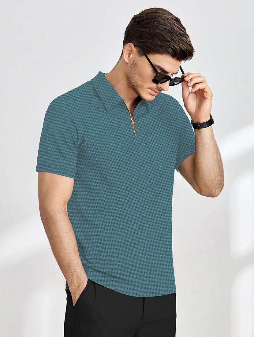 men solid short sleeves polo t-shirt