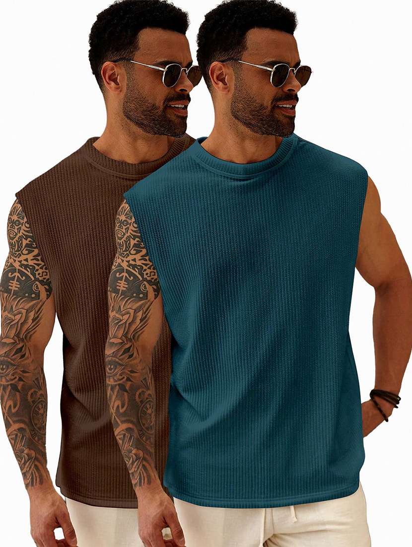 men textured sleeveless oversized t-shirt - 22577941 -  Standard Image - 1