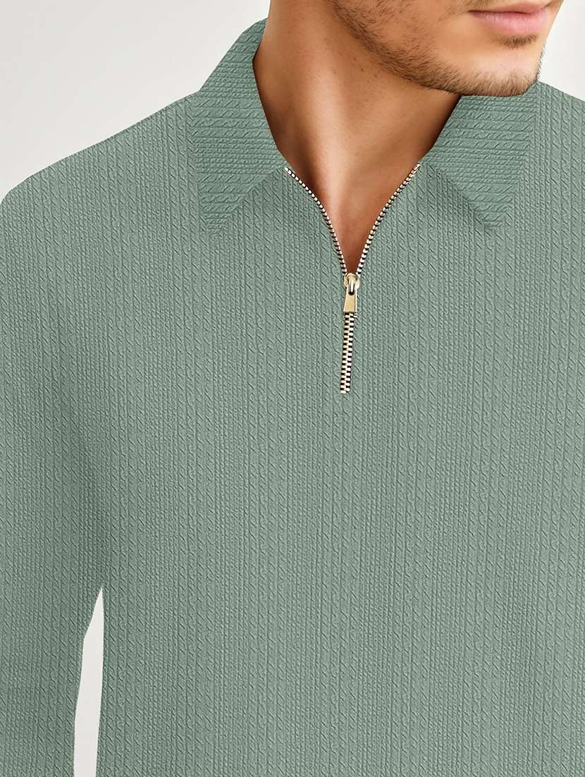 men textured long sleeves polo t-shirt - 22577976 -  Standard Image - 1