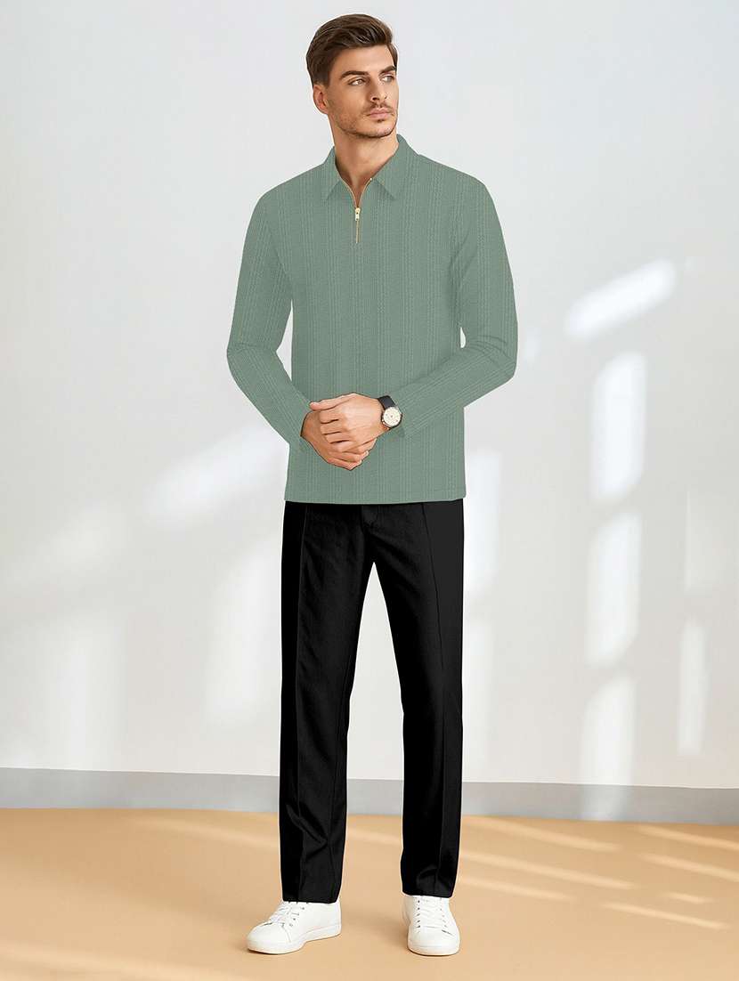 men textured long sleeves polo t-shirt - 22577976 -  Standard Image - 4