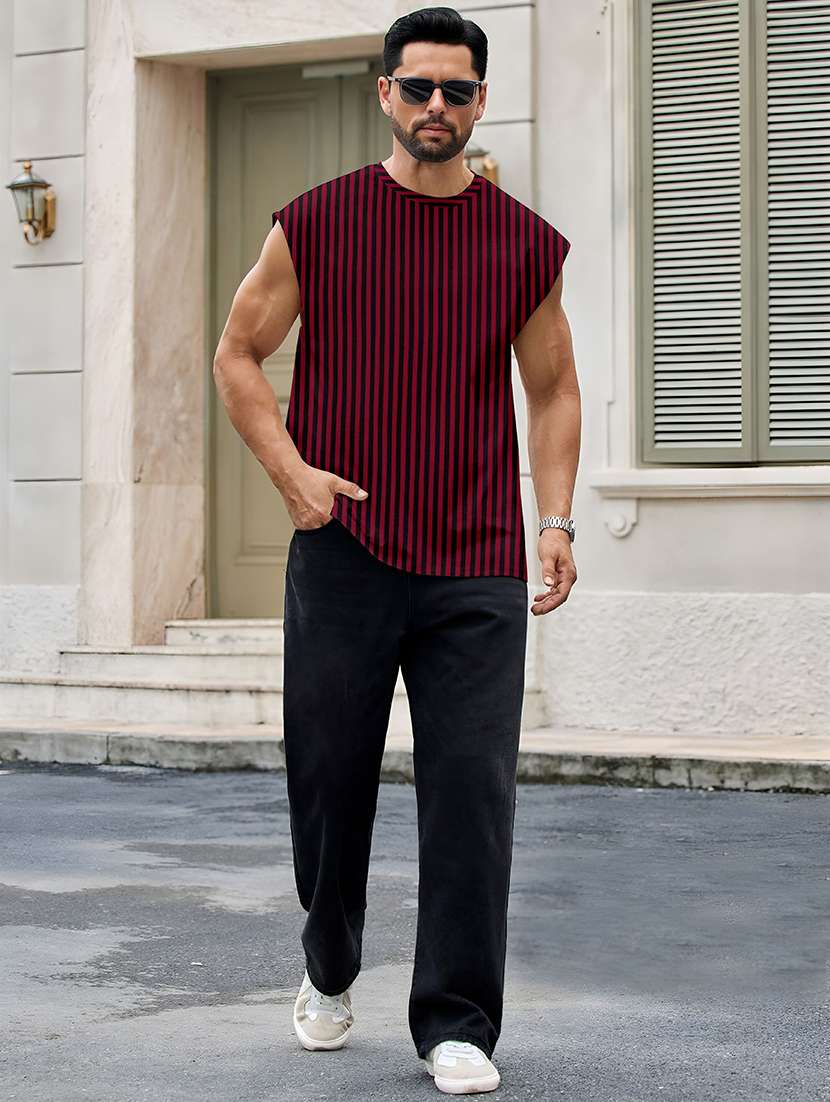 men striped sleeveless regular fit t-shirt - 22578004 -  Standard Image - 4