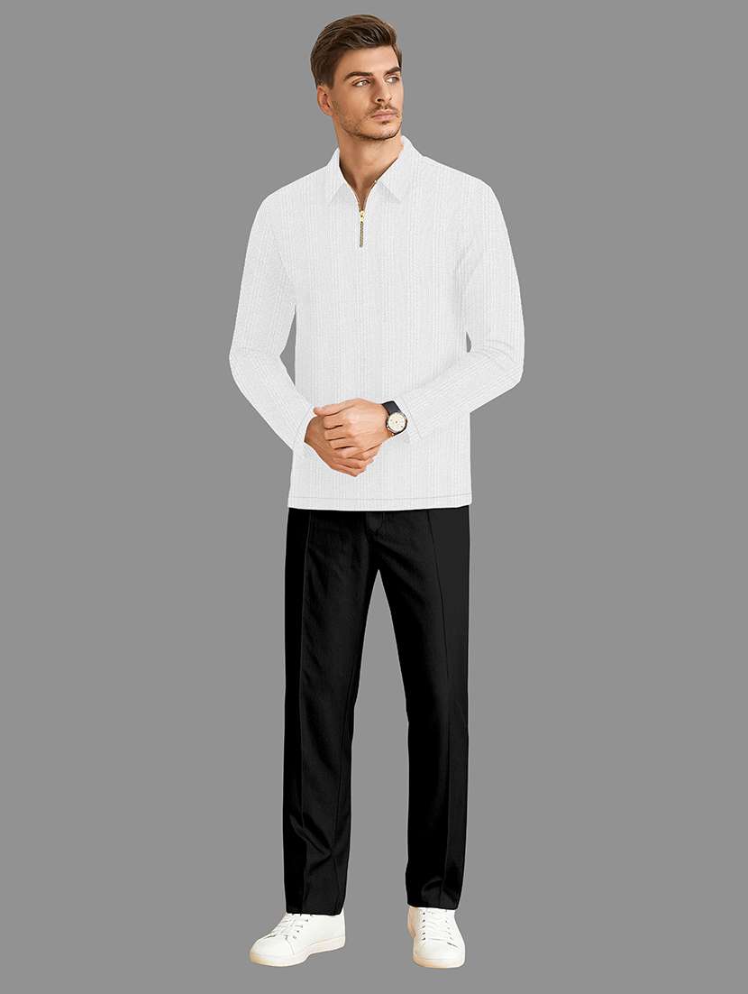 men textured long sleeves polo t-shirt - 22578005 -  Standard Image - 4