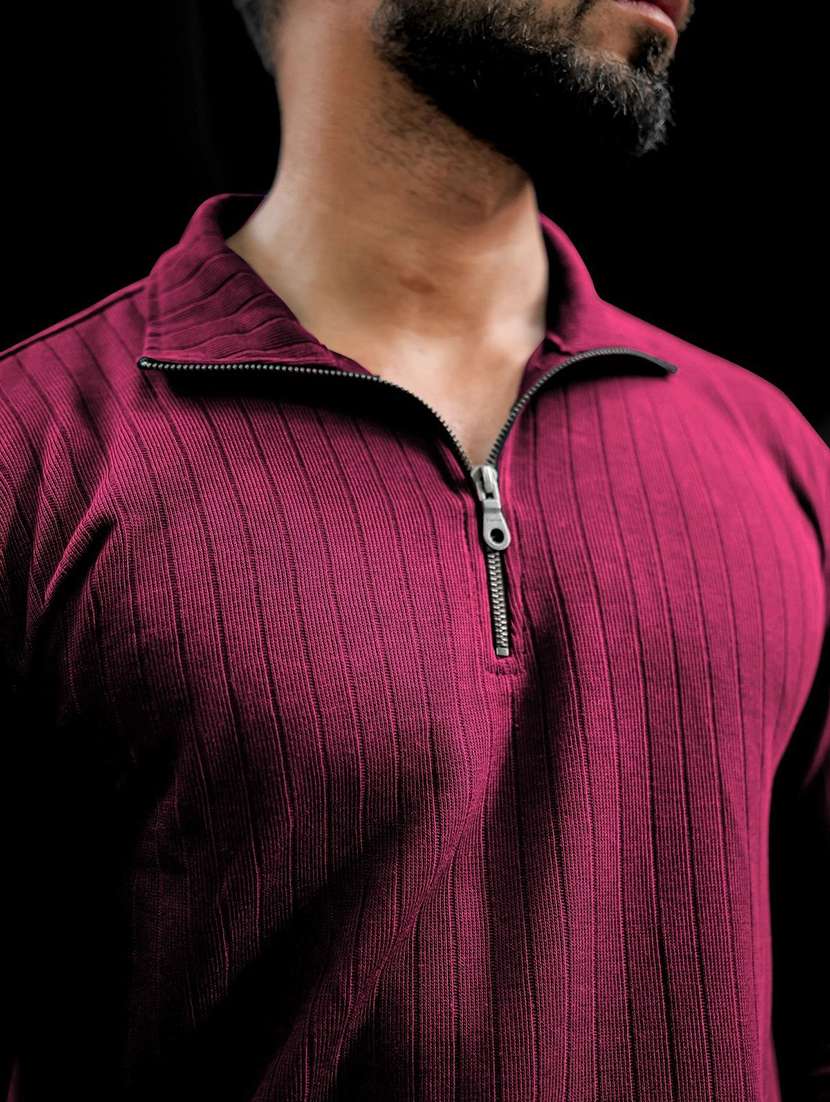 men textured long sleeves polo t-shirt - 22578026 -  Standard Image - 1