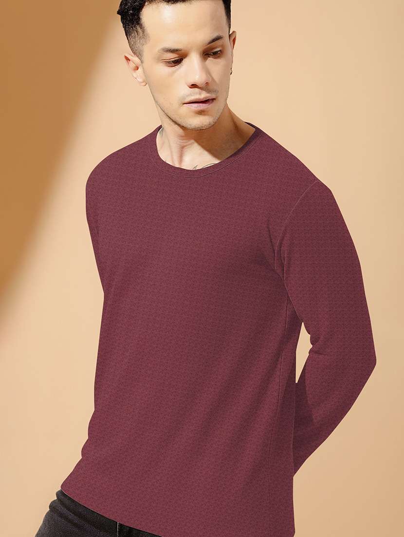 men textured long sleeves regular fit t-shirt - 22578049 -  Standard Image - 1