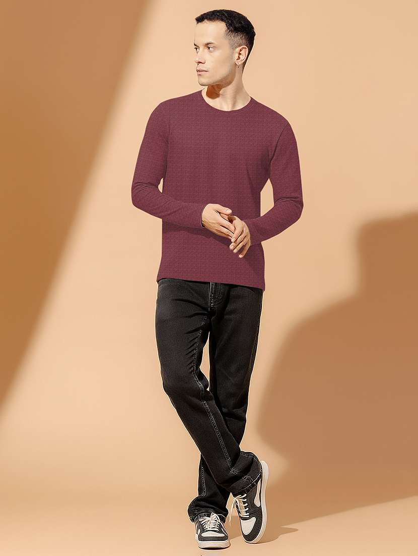 men textured long sleeves regular fit t-shirt - 22578049 -  Standard Image - 4