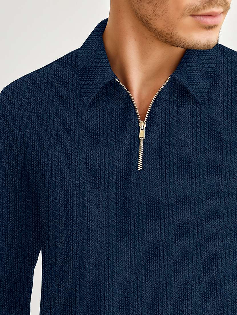Men Textured Long Sleeves Polo T-shirt - 22578228 -  Standard Image - 1