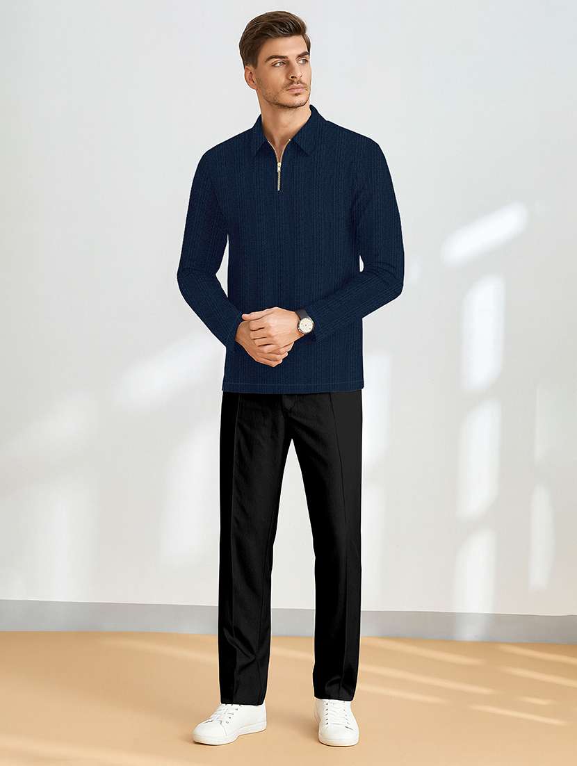 Men Textured Long Sleeves Polo T-shirt - 22578228 -  Standard Image - 4