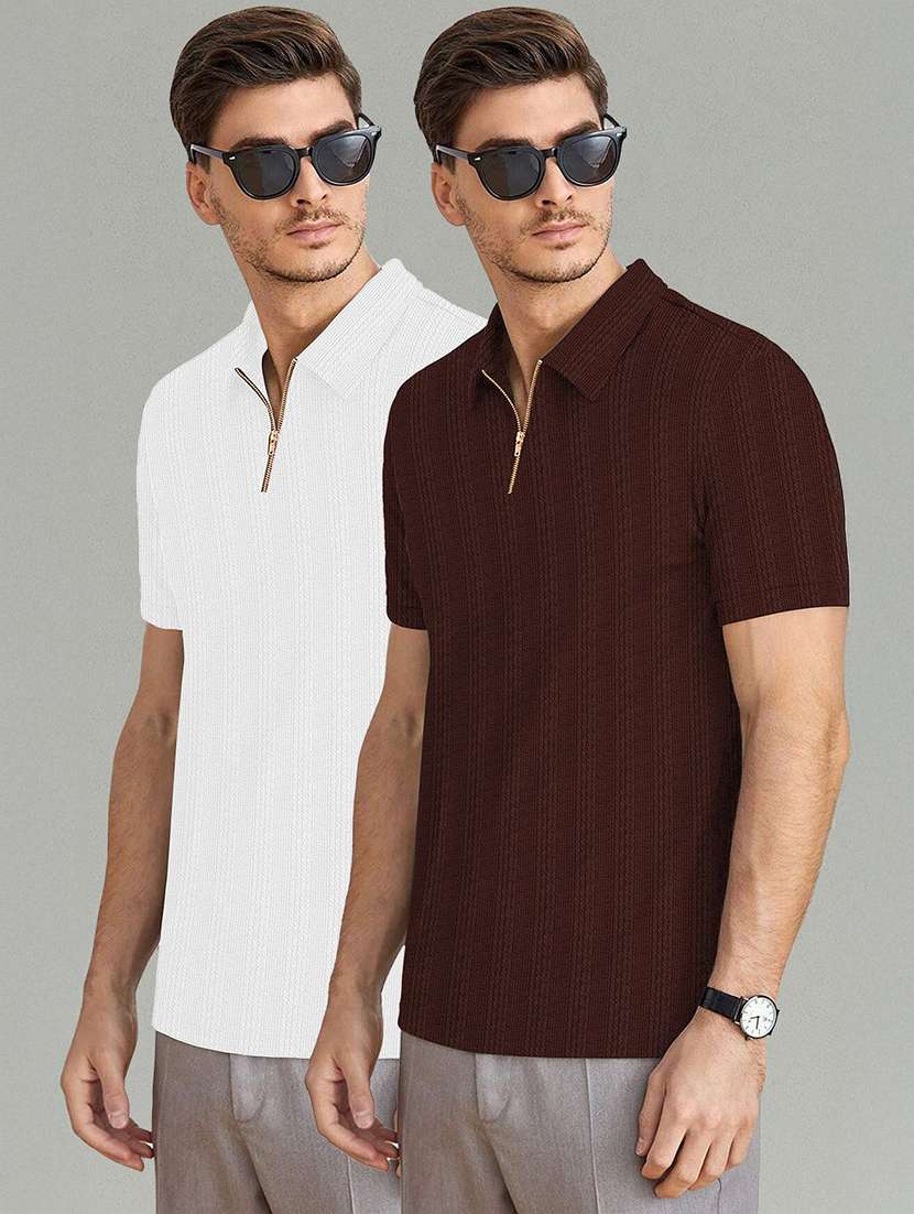 men pack of 2 textured short sleeves polo t-shirt - 22578274 -  Standard Image - 1