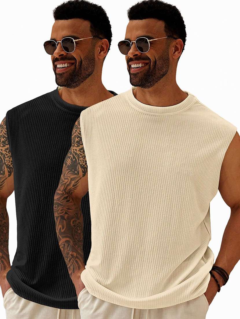 men textured sleeveless oversized t-shirt - 22578351 -  Standard Image - 1