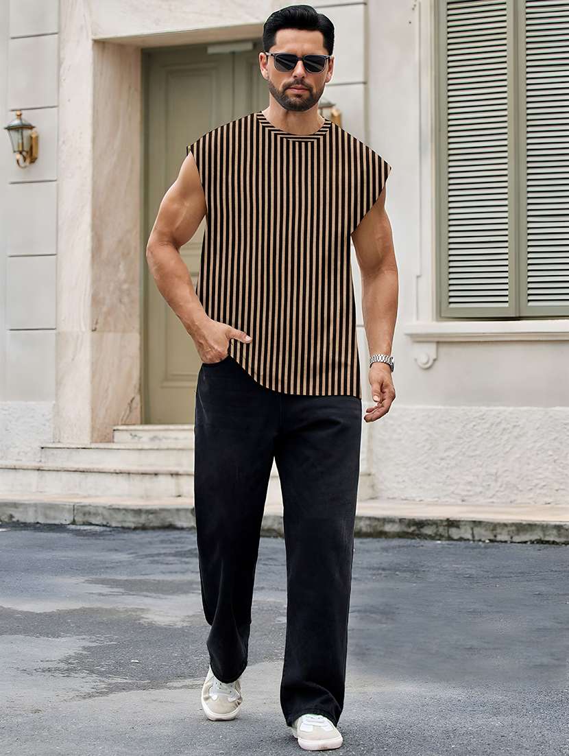 men printed sleeveless oversized t-shirt - 22578371 -  Standard Image - 4