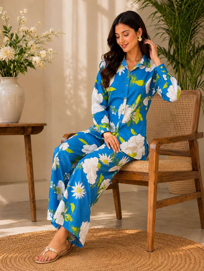 women printed long sleeves ethnic co-ord set - 22578382 -  Standard Image - 4