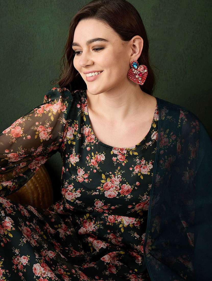 women printed long sleeves kurta pant set with dupatta - 22578411 -  Standard Image - 1