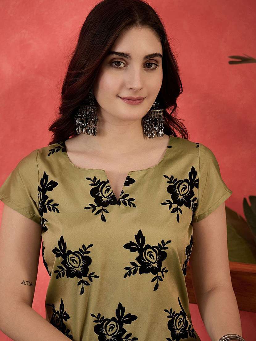 women printed short sleeves kurta pant set  - 22578412 -  Standard Image - 1