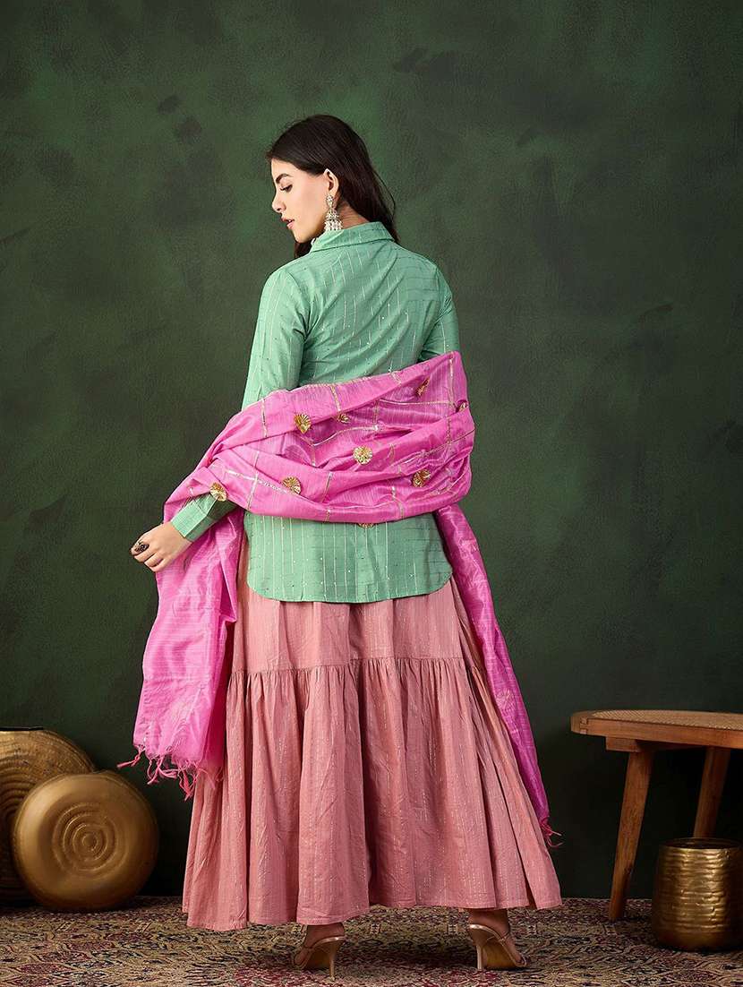 women self design long sleeves kurta skirt set with dupatta - 22578421 -  Standard Image - 4